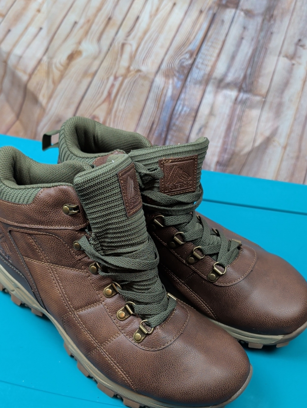 Rbx Men's Size 11 W Brown Outdoor Hiking Boots with Olive Laces